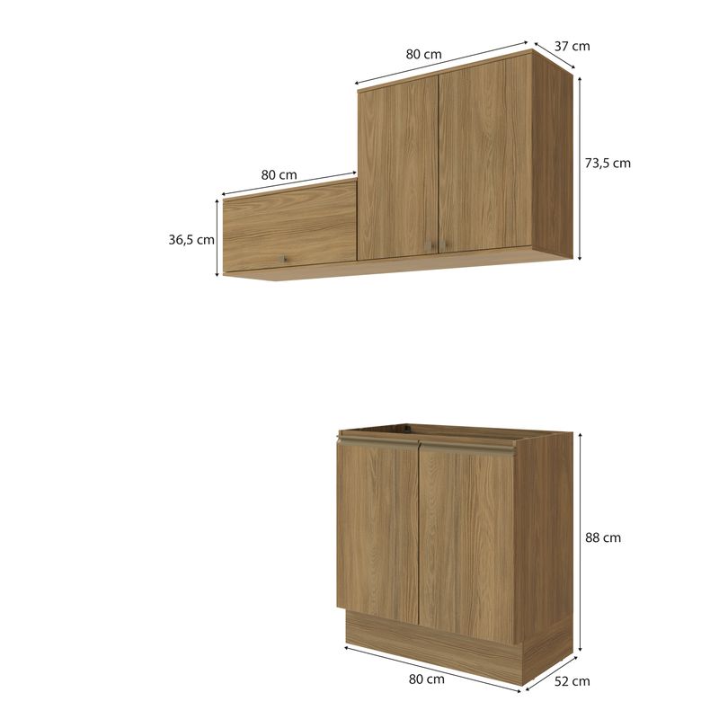 Lavanderia Modulada Kappesberg Celeste 3 Peças Nogueira 160cm