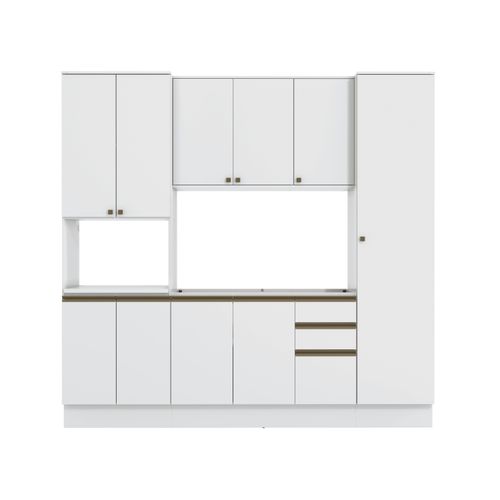 Cozinha Compacta com Kit Forno Celeste Kappesberg 100% MDF Branco 240cm