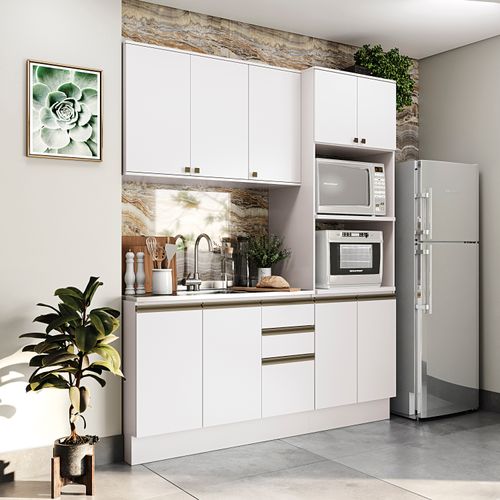 Cozinha Compacta Celeste Kappesberg 100% MDF Branco 190cm