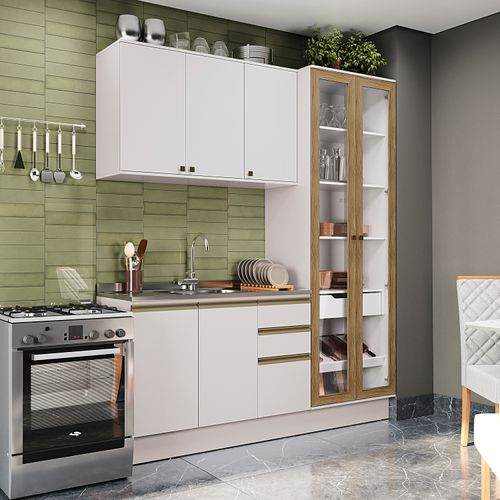 Cozinha Compacta Celeste Kappesberg 100% MDF Branco 192cm