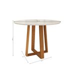 Mesa de Jantar Kappesberg em Madeira Maciça com Tampo de Vidro Off White 105cm