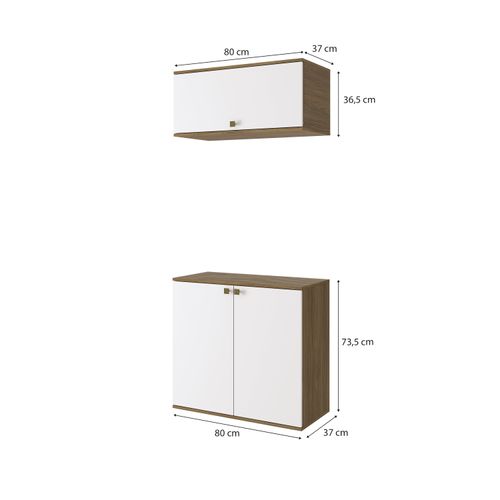 Conjunto para Banheiro com Basculante Kappesberg Celeste 2 Peças Nogueira/Branco 80cm