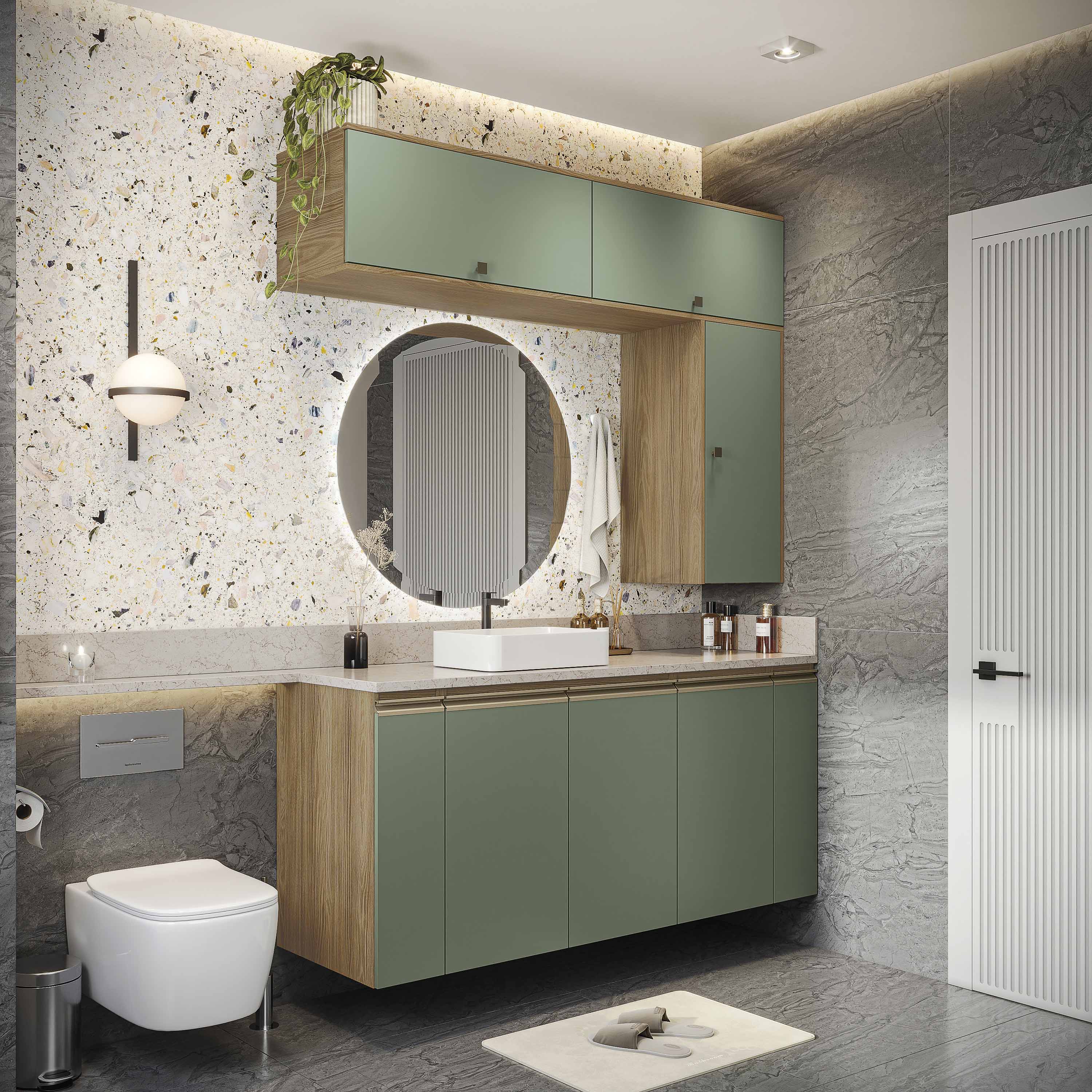 Conjunto para Banheiro Kappesberg Celeste 7 Peças Branco/Nogueira