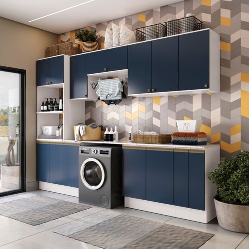 Lavanderia Modulada Kappesberg Celeste 9 Peças Branco/Azul 310cm