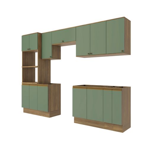 Lavanderia Modulada Kappesberg Celeste 9 Peças Nogueira/Verde 310cm