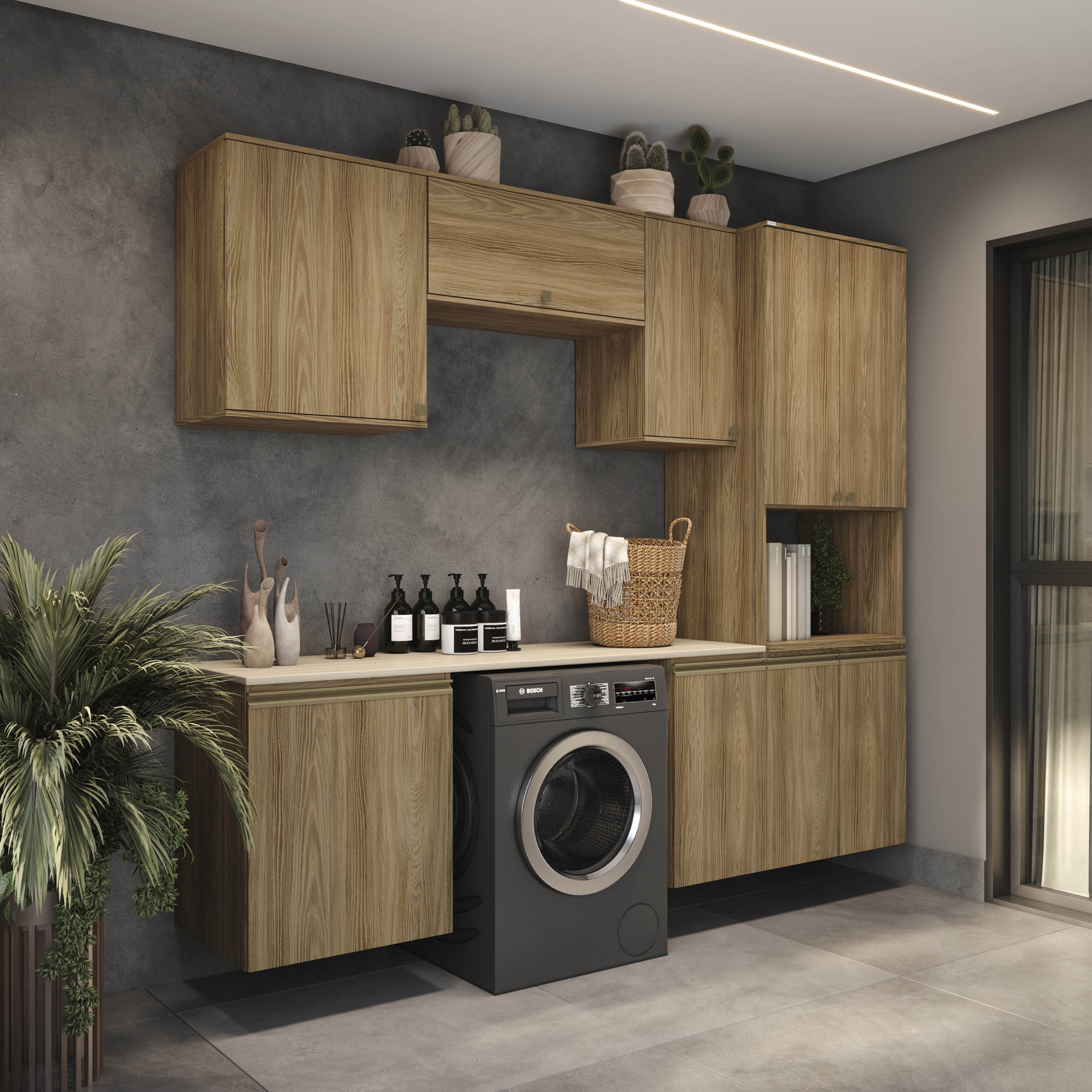 Lavanderia Modulada Kappesberg Celeste 6 Peças Nogueira 250cm