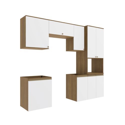 Lavanderia Modulada Kappesberg Celeste 6 Peças Nogueira/Branco 250cm