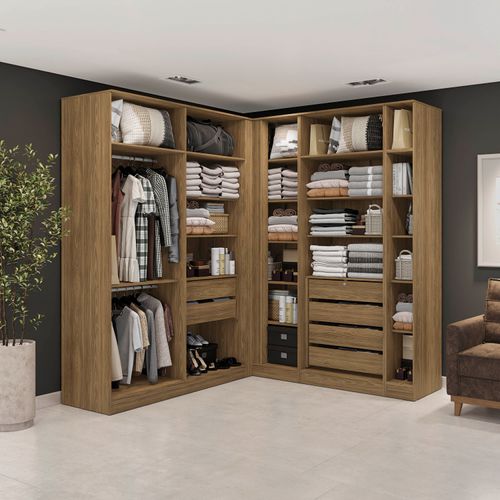 Conjunto Closet Kappesberg Adapt Nogueira 5 Peças 222cm x 205cm