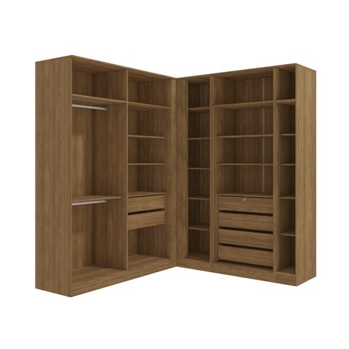Conjunto Closet Kappesberg Adapt Nogueira 5 Peças 222cm x 205cm