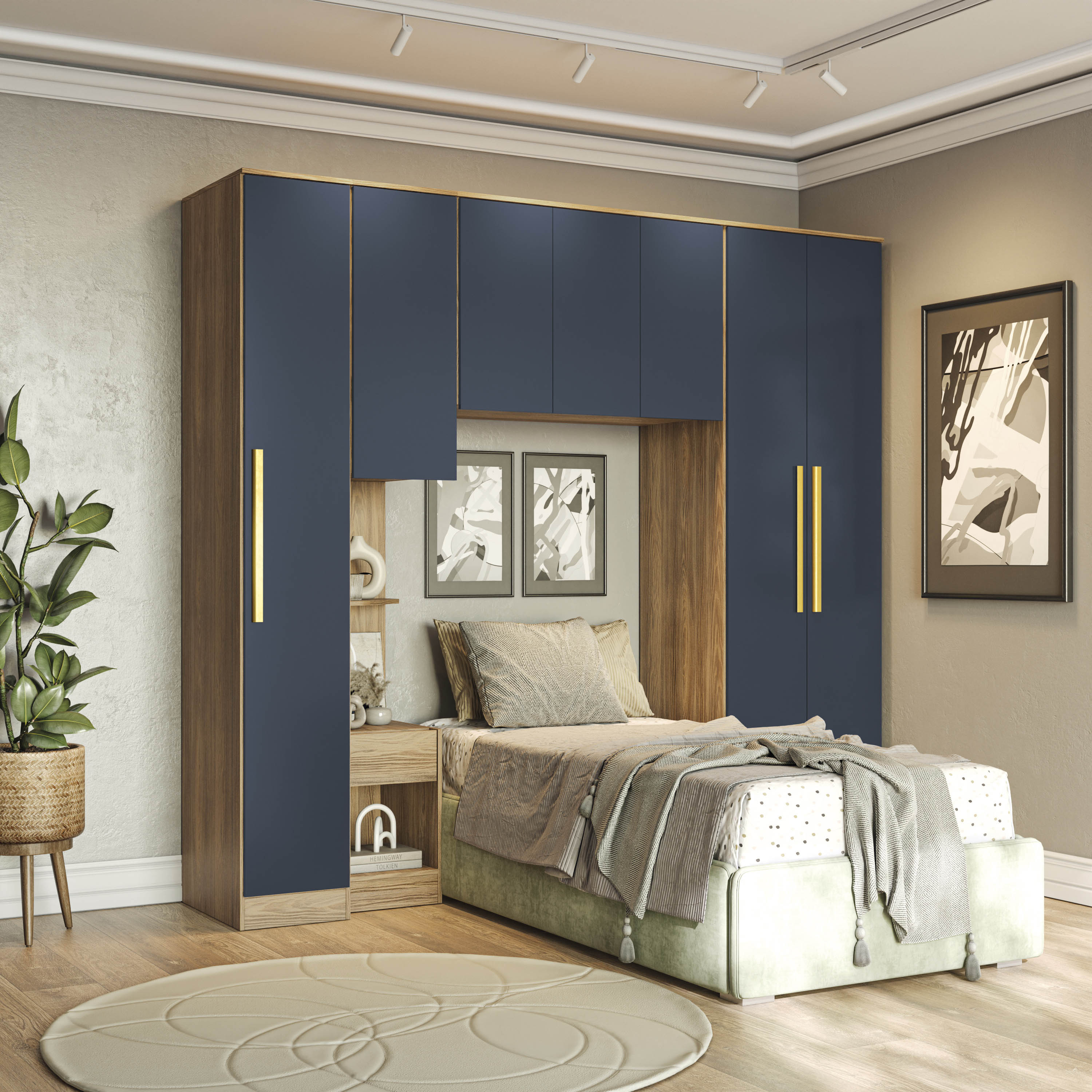 HIDEUP COIKE SUPLEX 　#42×4 #128×1 Quarto Modulado Kappesberg Adapt Nogueira/Azul Profundo 4 peças
