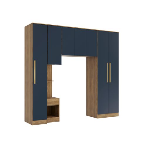 Quarto Modulado Kappesberg Adapt Nogueira/Azul Profundo 4 peças 247cm