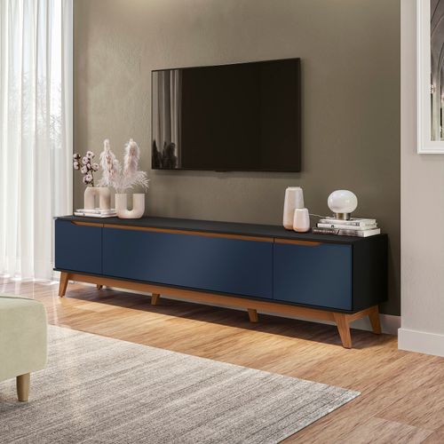 Rack Kappesberg 3 Portas Preto Fosco/Azul Profundo 218cm