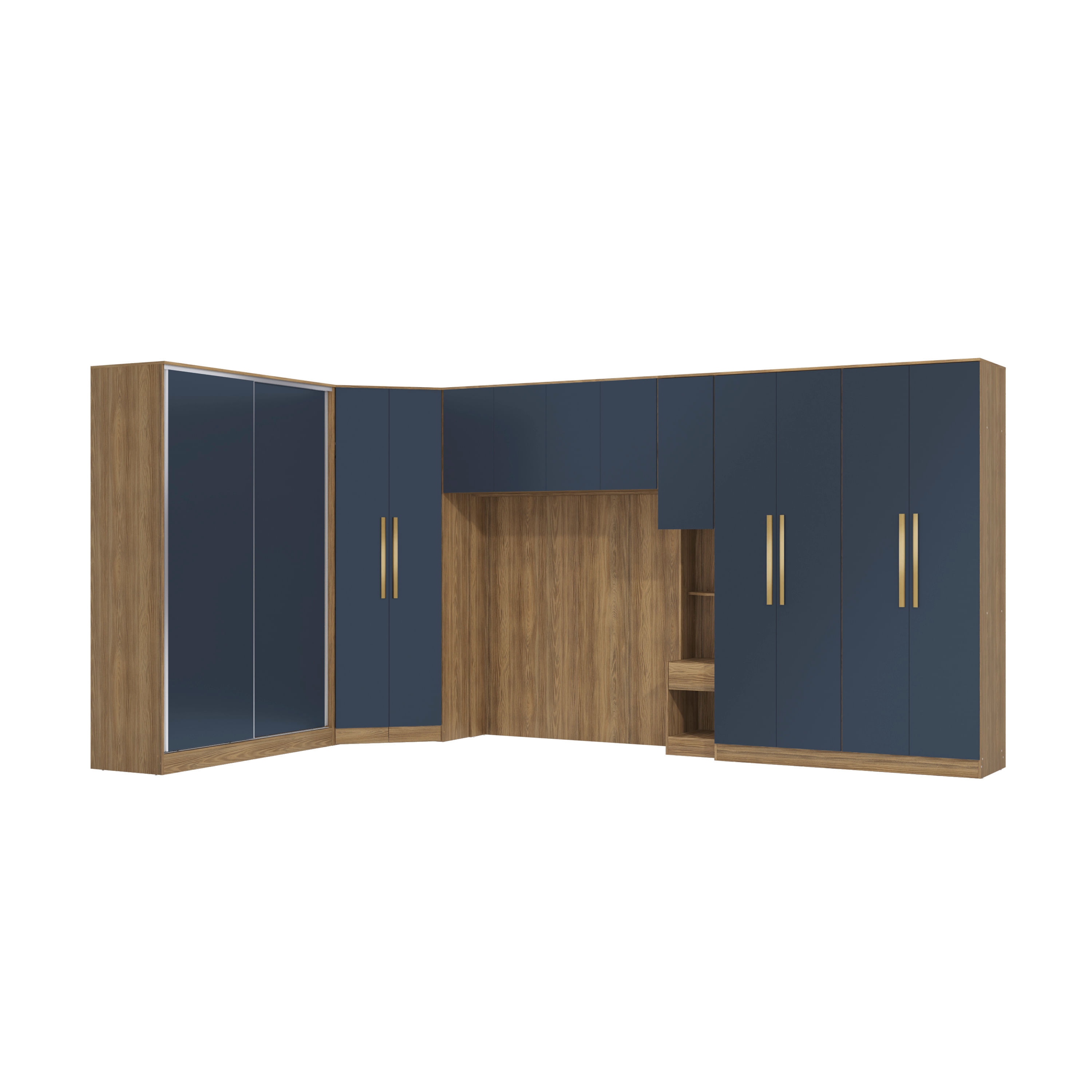 kuuネイビーM Quarto Modulado Kappesberg Adapt Nogueira/Azul Profundo 6 peças