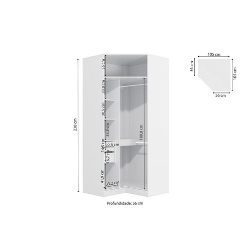 Guarda-Roupa de Canto 2 Portas Kappesberg Adapt Branco/Macadâmia