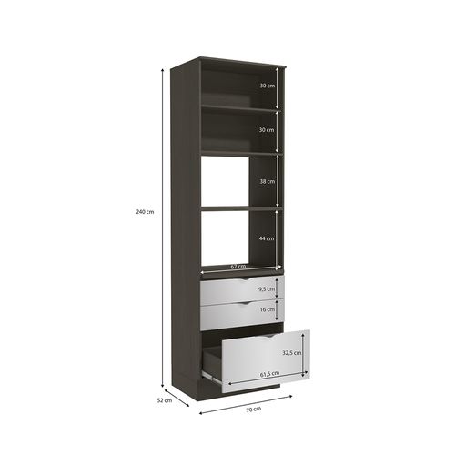 Kit Forno Kappesberg Nox 2 Portas 3 Gavetas Onix/Steel 70cm x 52cm