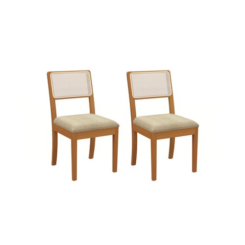 Par de Cadeiras em Madeira Maciça Kappesberg Lola Boucle Bege  (Tela Bege)