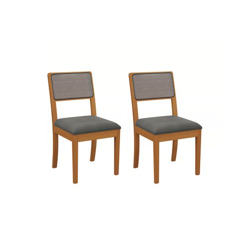 Par de Cadeiras em Madeira Maciça Kappesberg Lola Chumbo (Tela Chumbo)
