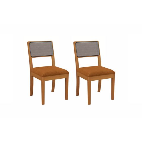 Par de Cadeiras em Madeira Maciça Kappesberg Lola Boucle Terracota (tela chumbo)