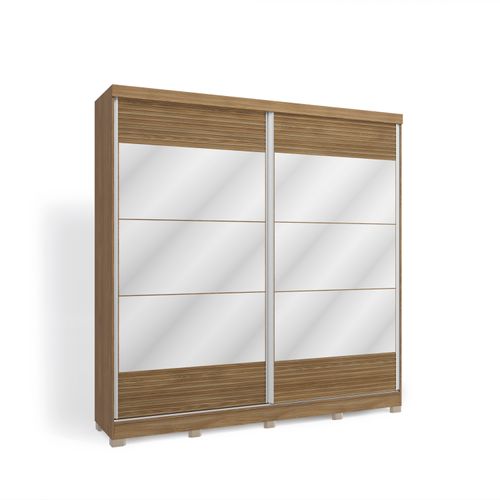Guarda-Roupa Casal 100% MDF Kappesberg 2 Portas de Correr com Espelhos 6 Gavetas Nogueira