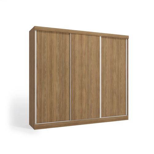 Guarda-Roupa Casal 100% MDF Kappesberg 3 Portas de Correr 8 Gavetas Nogueira