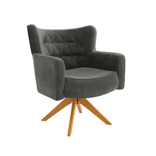 Poltrona Olga Kappesberg Veludo Deluxe Cinza Chumbo
