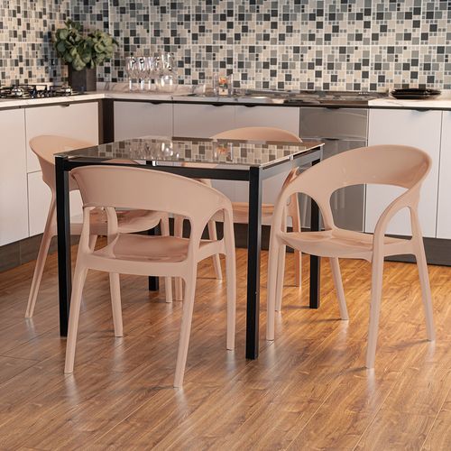 Conjunto 4 Cadeiras UZ Glass Plus Capuccino