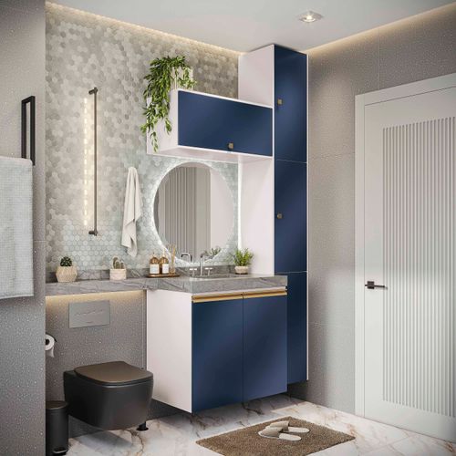 Conjunto para Banheiro Kappesberg Celeste 5 Peças Branco/Azul 116,5cm