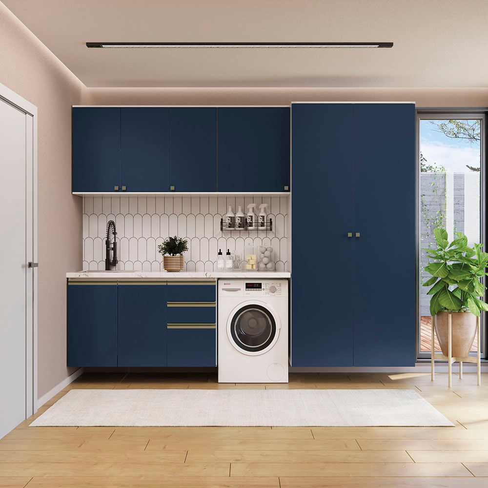 @ Lavanderia Modulada Kappesberg Celeste 5 Peças Branco/Nogueira