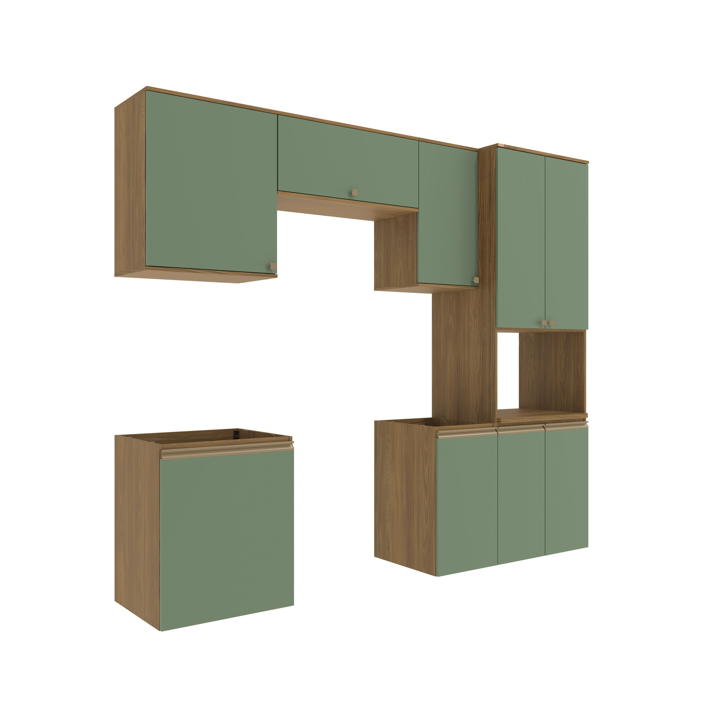 Lavanderia Modulada Kappesberg Celeste 6 Peças Nogueira/Verde