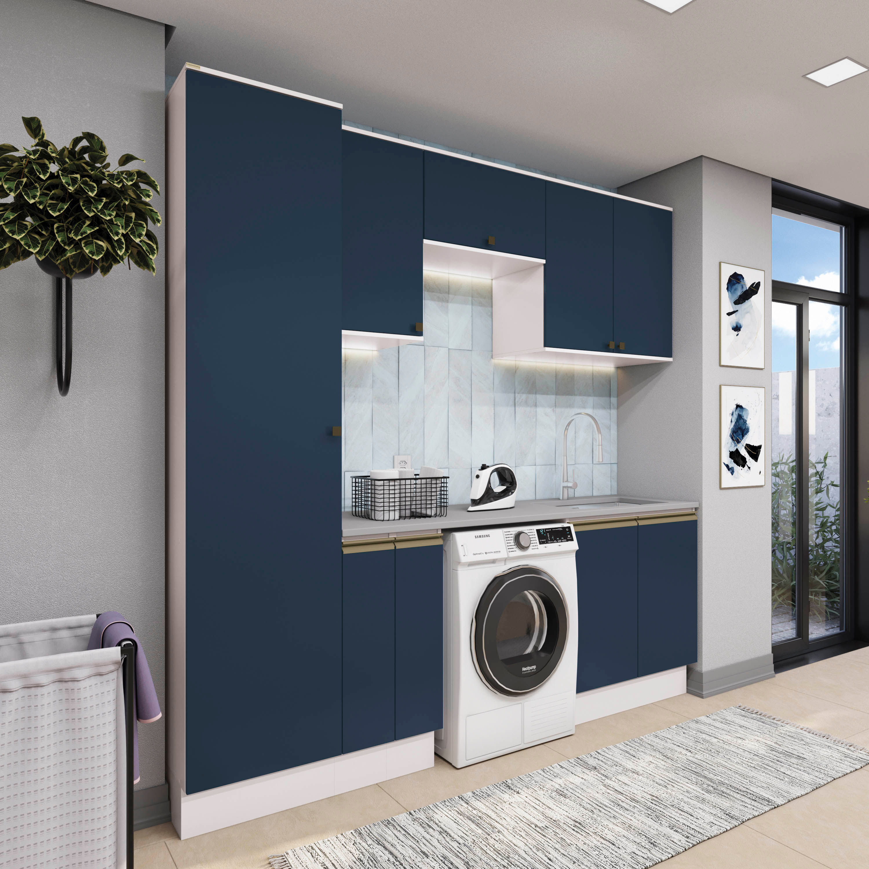 Lavanderia Modulada Kappesberg Celeste 7 Peças Branco 230cm