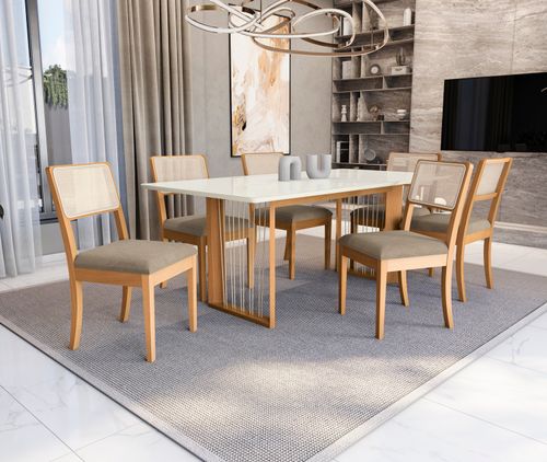 Conjunto Sala de Jantar Madeira Maciça 6 Cadeiras Kappesberg