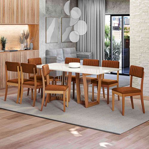Conjunto Sala de Jantar Madeira Maciça 8 Cadeiras Kappesberg