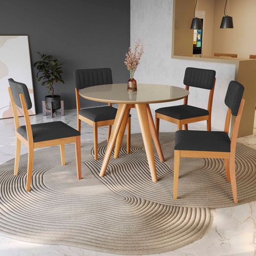 Conjunto Sala de Jantar Madeira Maciça 4 Cadeiras Kappesberg