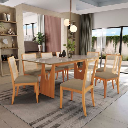 Conjunto Sala de Jantar Madeira Maciça 8 Cadeiras Kappesberg
