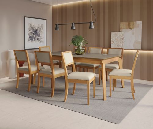 Conjunto Sala de Jantar Madeira Maciça 8 Cadeiras Kappesberg