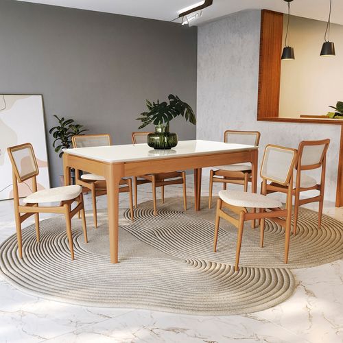 Conjunto Sala de Jantar Madeira Maciça 6 Cadeiras Kappesberg