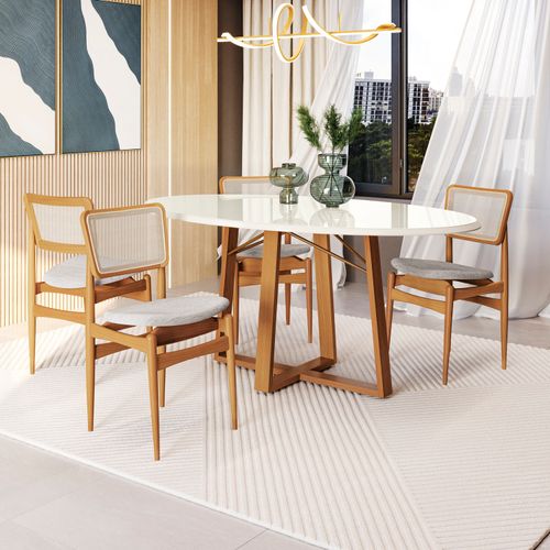 Conjunto Sala de Jantar Madeira Maciça 4 Cadeiras Kappesberg