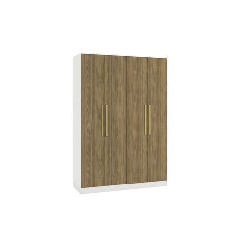 Guarda-Roupa 4 Portas 2 Gavetas Kappesberg Adapt Branco/Nogueira