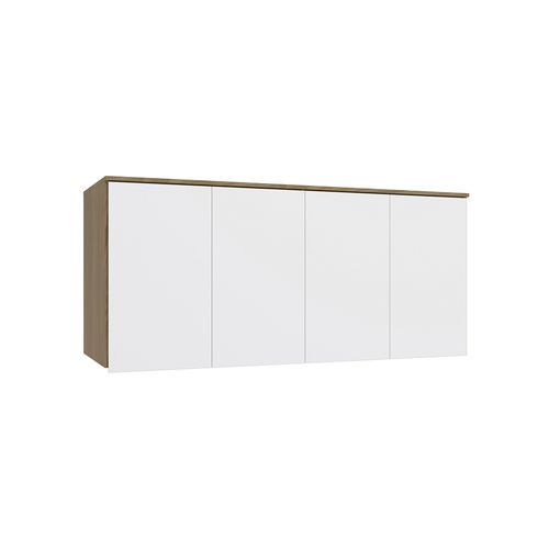 Armário Aéreo 4 Portas Kappesberg Adapt Nogueira/Branco 155cm