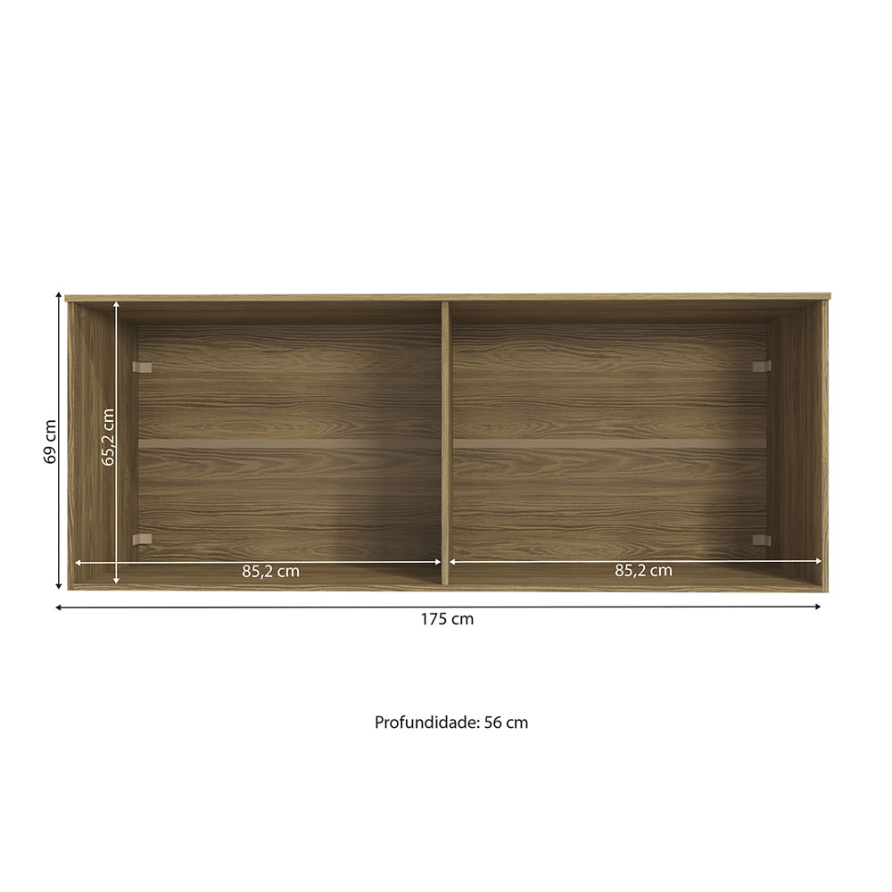 Armário Aéreo 4 Portas Kappesberg Adapt Nogueira/Macadâmia 175cm