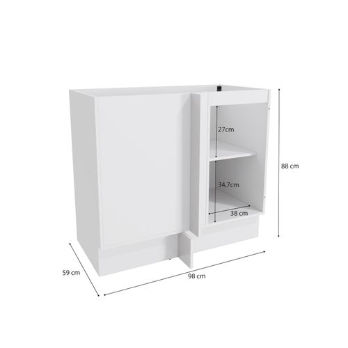 Balcão de Canto Reto Celeste Kappesberg 100% MDF 1 Porta Branco/Nogueira 98cm