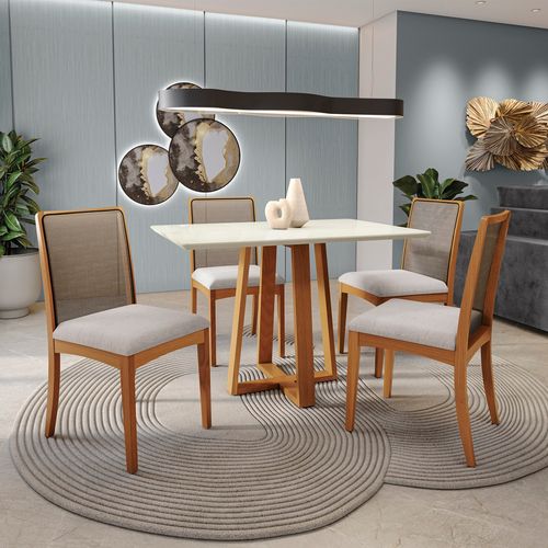 Conjunto Sala de Jantar Madeira Maciça 4 Cadeiras Kappesberg