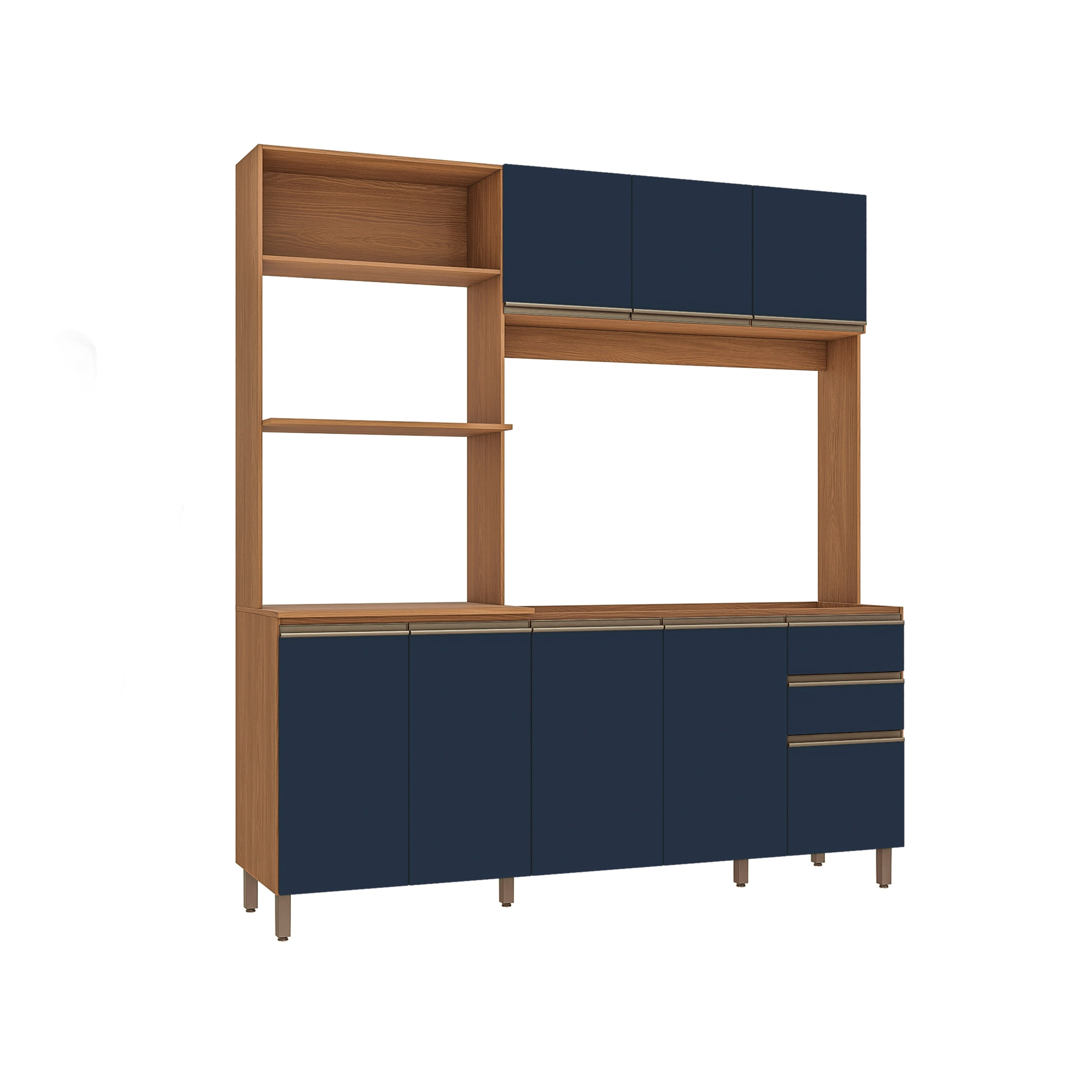 Cozinha Compacta Luna Kappesberg 3 Peças Canela/Azul Profundo