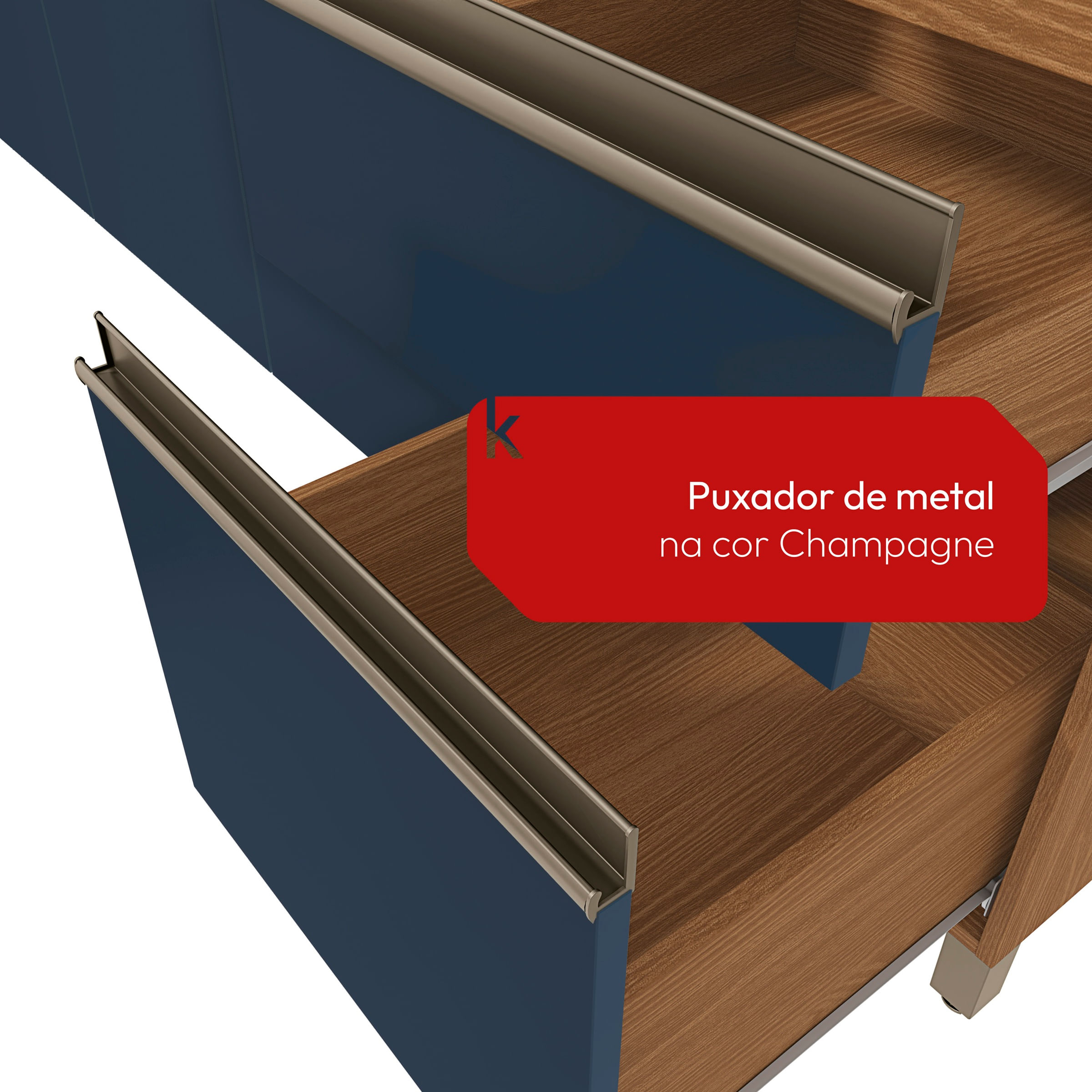 Cozinha Compacta Luna Kappesberg 3 Peças Canela/Azul Profundo