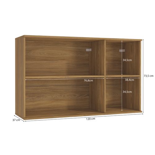 Armário Aéreo Celeste Kappesberg 100% MDF 3 Portas Nogueira/Azul 120cm