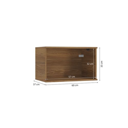 Armário Aéreo Celeste Kappesberg 100% MDF 1 Porta Basculante Nogueira/Branco 60cm