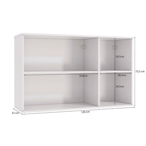 Armário Aéreo Celeste Kappesberg 100% MDF 3 Portas com Vidro Branco/Nogueira 120cm