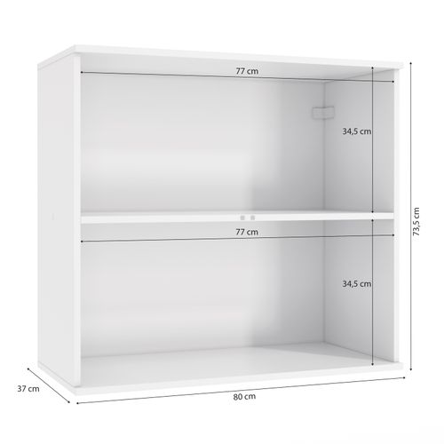 Armário Aéreo Celeste Kappesberg 100% MDF 2 Portas com Vidro Branco/Nogueira 80cm