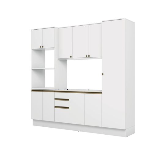 Cozinha Compacta Celeste Kappesberg 100% MDF Branco 240cm
