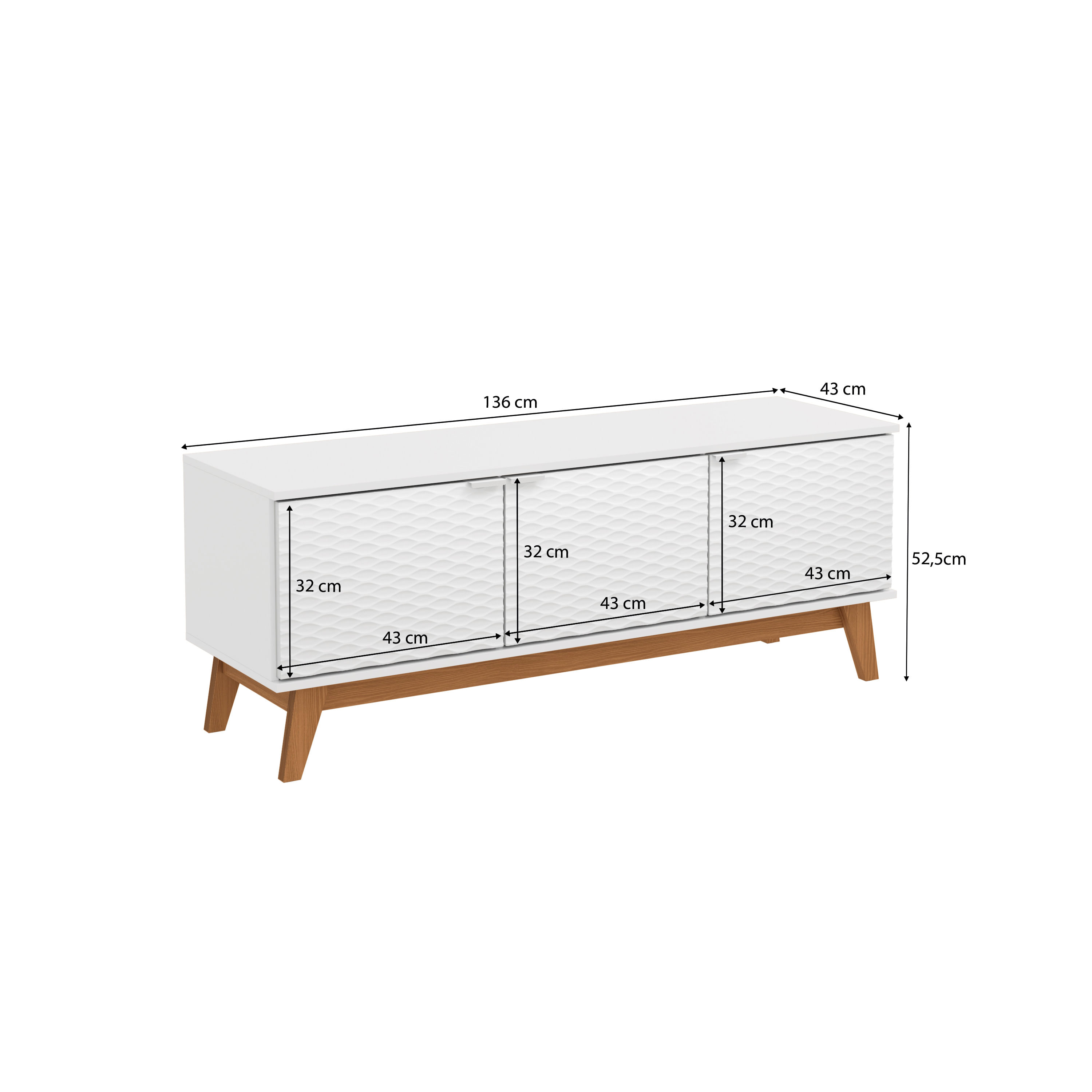 Rack Kappesberg 3 Portas 3D Branco 136cm | FastStore PDP